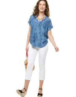 Christine Laure Chemisiers & Blouses|Hauts*Blouse 100% lyocell bleu