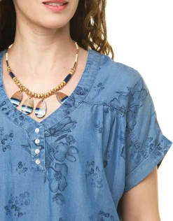 Christine Laure Chemisiers & Blouses|Hauts*Blouse 100% lyocell bleu