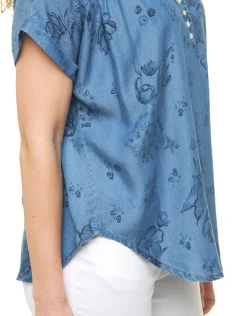 Christine Laure Chemisiers & Blouses|Hauts*Blouse 100% lyocell bleu