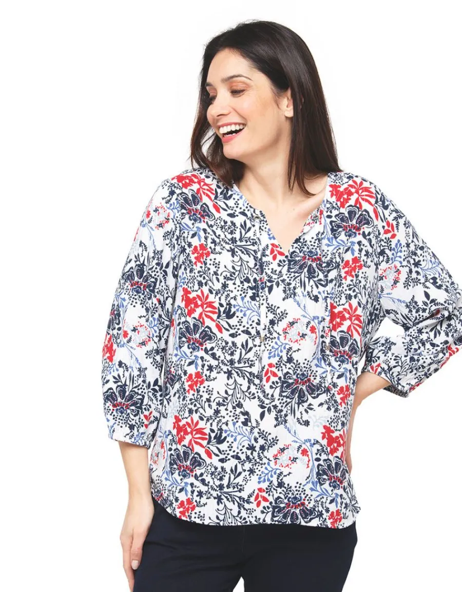Christine Laure Chemisiers & Blouses|Hauts*Blouse blanche fleurs