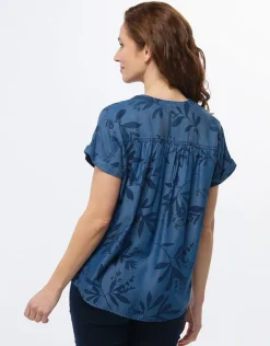 Christine Laure Hauts|Chemisiers & Blouses*Blouse bleu lyocell