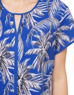 Christine Laure Chemisiers & Blouses|Hauts*Blouse bleu roi palmiers