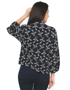 Christine Laure Chemisiers & Blouses|Hauts*Blouse brodée bleu marine