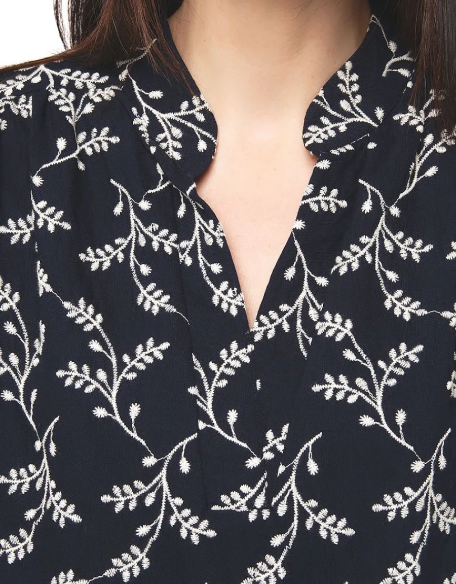 Christine Laure Chemisiers & Blouses|Hauts*Blouse brodée bleu marine