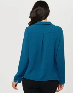 Christine Laure Chemisiers & Blouses|Hauts*Blouse col polo bleu