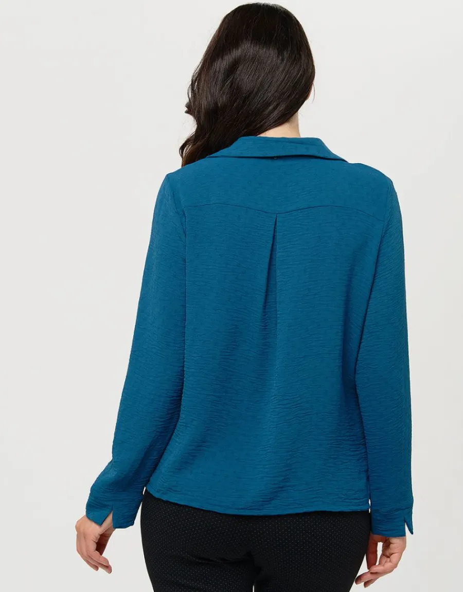 Christine Laure Chemisiers & Blouses|Hauts*Blouse col polo bleu