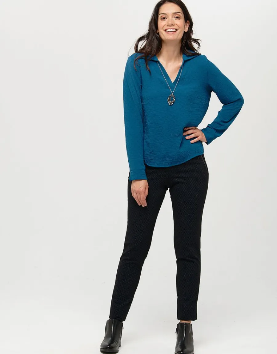 Christine Laure Chemisiers & Blouses|Hauts*Blouse col polo bleu