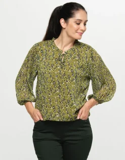 Christine Laure Chemisiers & Blouses|Hauts*Blouse kaki imprimé