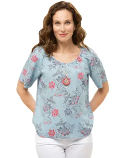 Christine Laure Chemisiers & Blouses|Hauts*Blouse lyocell bleu ciel