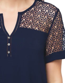 Christine Laure Chemisiers & Blouses|Hauts*Blouse marine dentelle