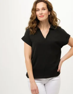 Christine Laure Hauts|Chemisiers & Blouses*Blouse noire esprit polo