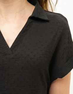 Christine Laure Hauts|Chemisiers & Blouses*Blouse noire esprit polo