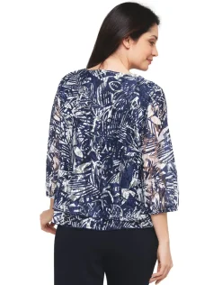 Christine Laure Chemisiers & Blouses|Hauts*Blouse résille bleu