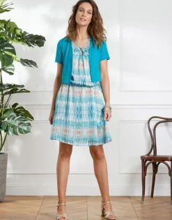 Christine Laure Chemisiers & Blouses|Hauts*Boléro stretch bleu