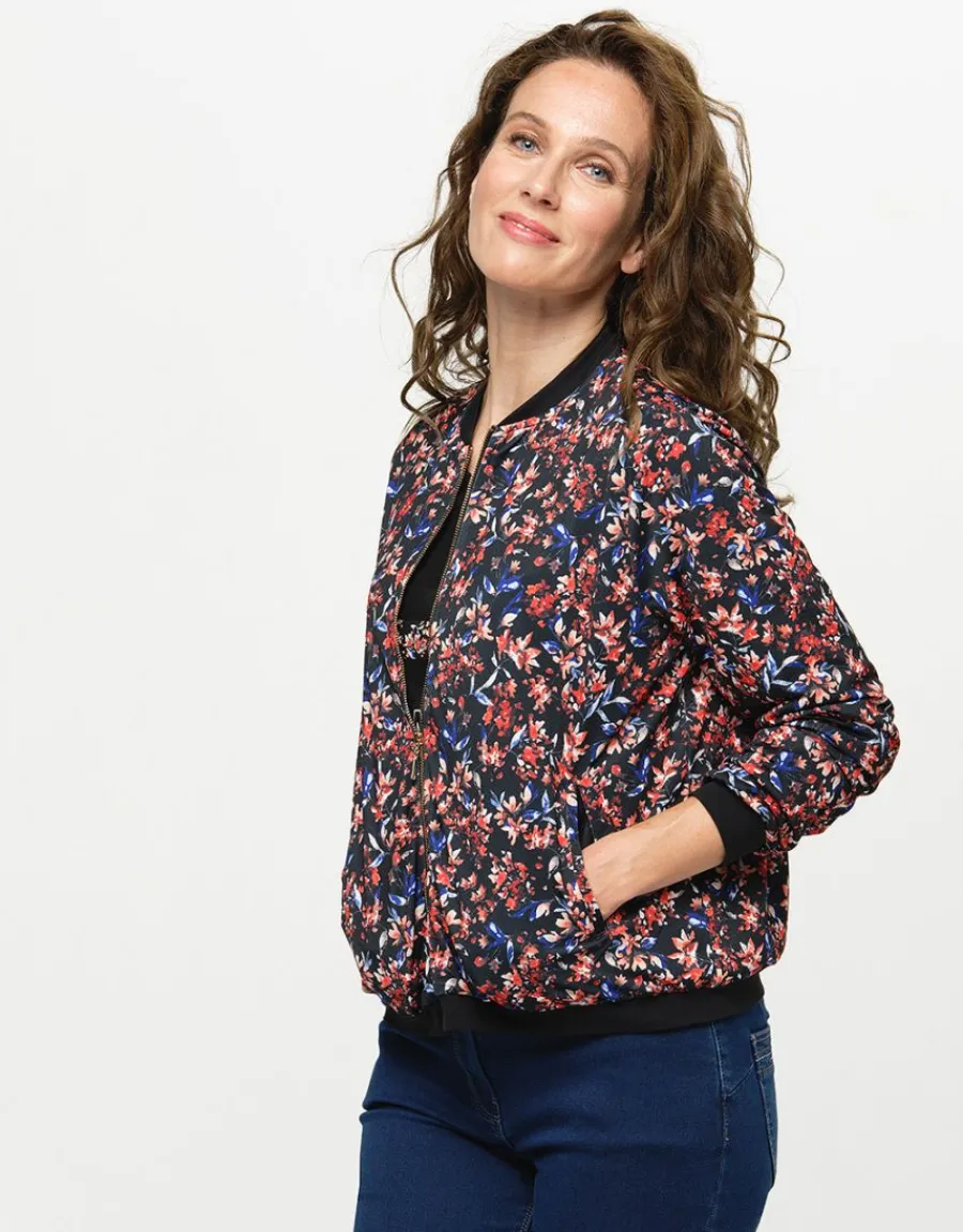 Christine Laure Casual|Vestes*Bombers noir feuillage