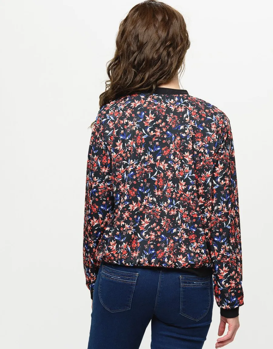 Christine Laure Casual|Vestes*Bombers noir feuillage