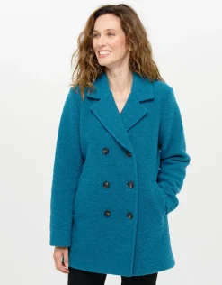 Christine Laure Manteaux|Parkas*Caban laine bleu canard