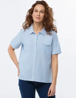 Christine Laure Chemisiers & Blouses|Hauts*Chemise coton rayé bleu