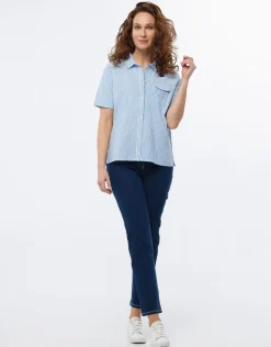 Christine Laure Chemisiers & Blouses|Hauts*Chemise coton rayé bleu