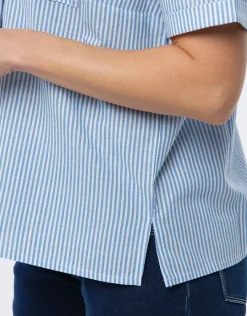 Christine Laure Chemisiers & Blouses|Hauts*Chemise coton rayé bleu