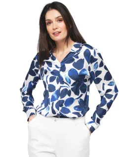Christine Laure Chemisiers & Blouses|Hauts*Chemisier bleu fleurs