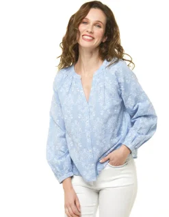 Christine Laure Chemisiers & Blouses|Hauts*Chemisier brodé bleu ciel