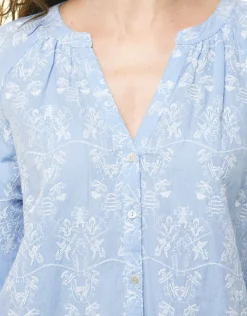 Christine Laure Chemisiers & Blouses|Hauts*Chemisier brodé bleu ciel