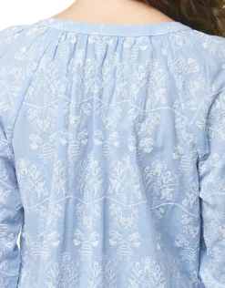 Christine Laure Chemisiers & Blouses|Hauts*Chemisier brodé bleu ciel