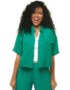 Christine Laure Chemisiers & Blouses|Hauts*Chemisier court vert