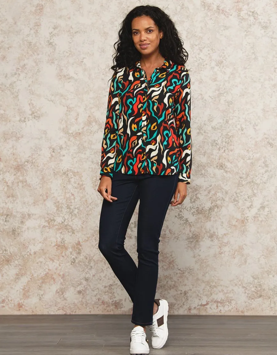 Christine Laure Chemisiers & Blouses|Hauts*Chemisier noir motif