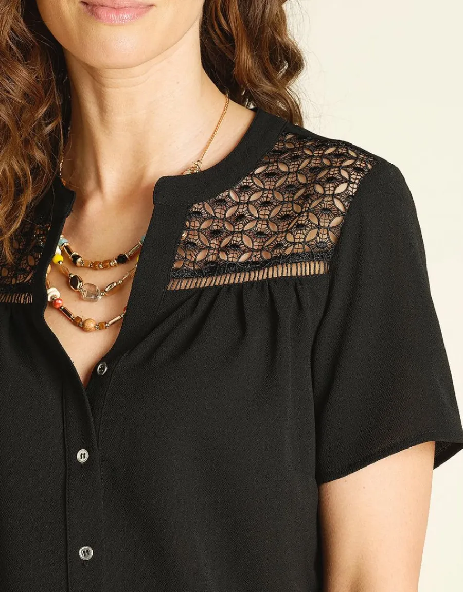 Christine Laure Chemisiers & Blouses|Hauts*Chemisier noire dentelle