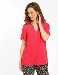 Christine Laure Chemisiers & Blouses|Hauts*Chemisier rouge 100% lin