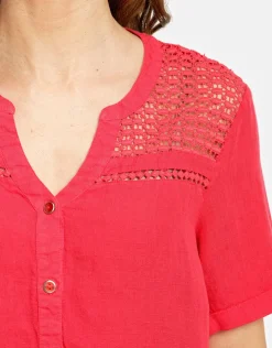 Christine Laure Chemisiers & Blouses|Hauts*Chemisier rouge 100% lin