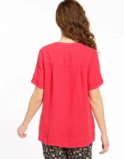 Christine Laure Chemisiers & Blouses|Hauts*Chemisier rouge 100% lin