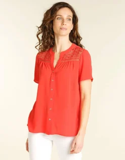 Christine Laure Chemisiers & Blouses|Hauts*Chemisier rouge dentelle