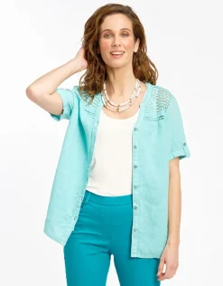Christine Laure Chemisiers & Blouses|Hauts*Chemisier vert 100% lin