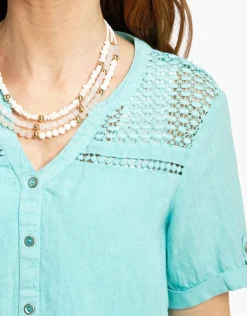 Christine Laure Chemisiers & Blouses|Hauts*Chemisier vert 100% lin