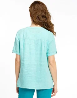 Christine Laure Chemisiers & Blouses|Hauts*Chemisier vert 100% lin