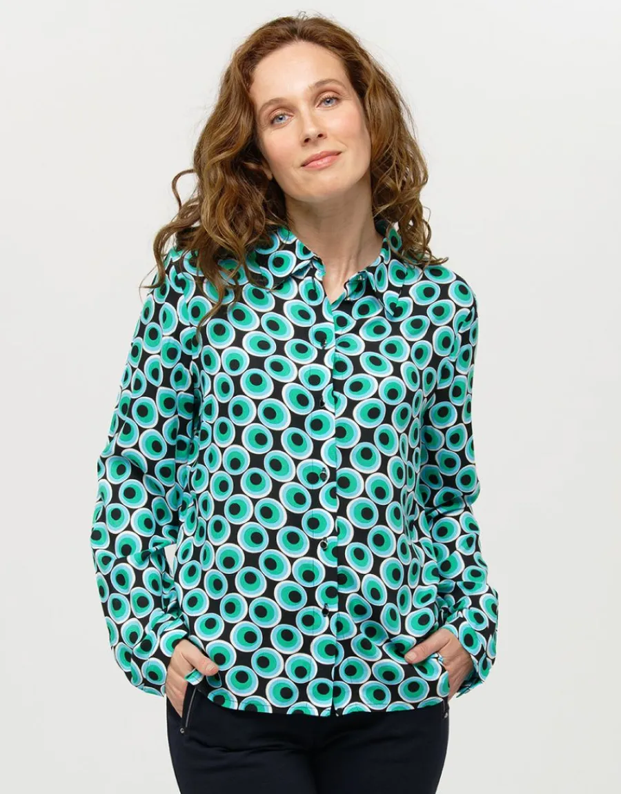 Christine Laure Chemisiers & Blouses|Hauts*Chemisier vert noir pop