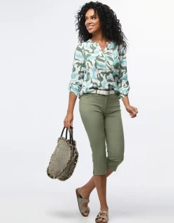 Christine Laure Pantacourts|Pantalons*Corsaire coton kaki