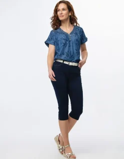 Christine Laure Pantacourts|Pantalons*Corsaire coton marine