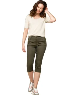 Christine Laure Pantacourts*Corsaire coton vert kaki