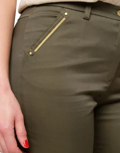 Christine Laure Pantacourts*Corsaire coton vert kaki