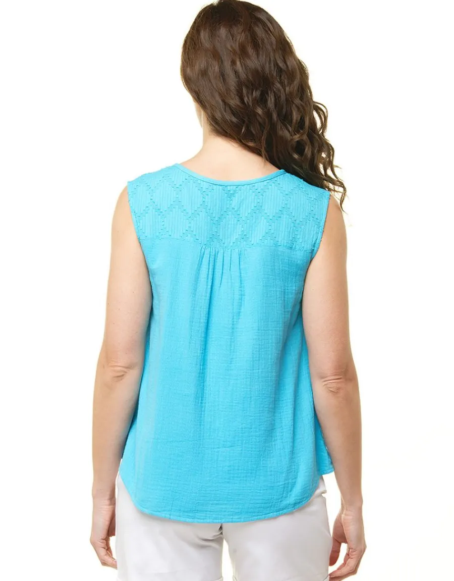 Christine Laure T-shirts|Hauts*Débardeur coton turquoise