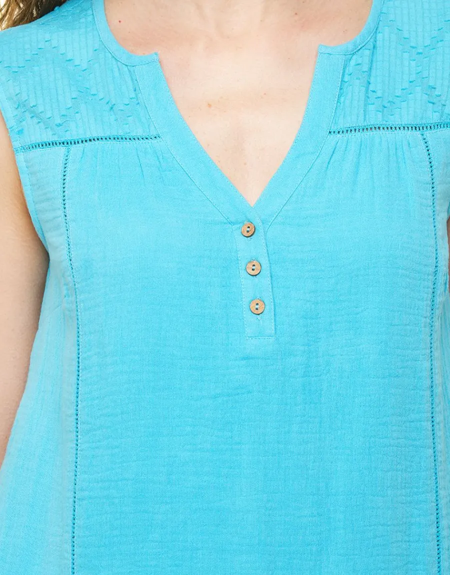 Christine Laure T-shirts|Hauts*Débardeur coton turquoise