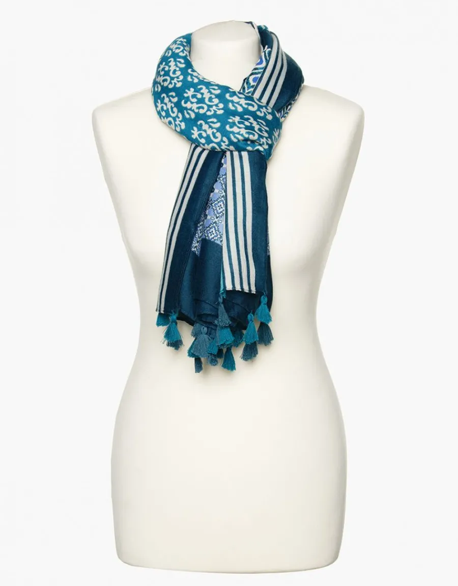 Christine Laure Foulards|Accessoires*Foulard bleu imprimé