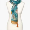 Christine Laure Foulards|Accessoires*Foulard vert ocre fleuri