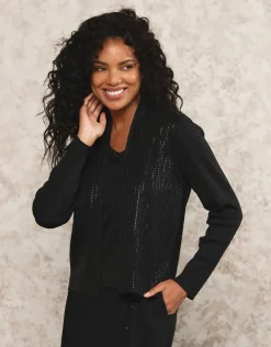 Christine Laure Gilets|Maille*Gilet 2 en 1 noir sequins