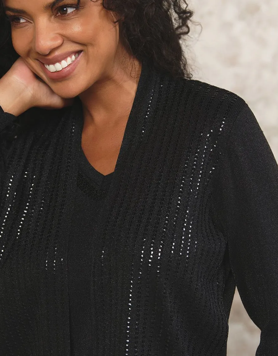 Christine Laure Gilets|Maille*Gilet 2 en 1 noir sequins