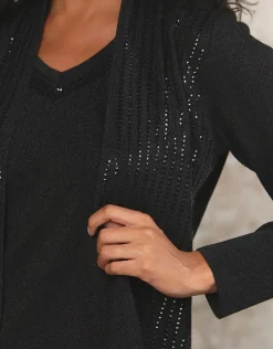 Christine Laure Gilets|Maille*Gilet 2 en 1 noir sequins